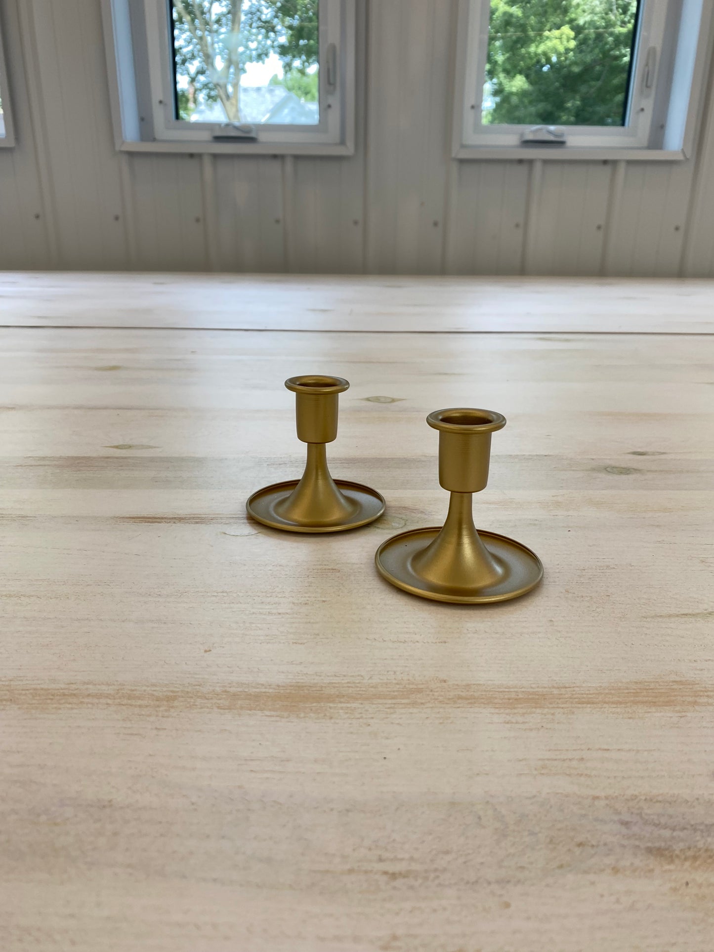 Brushed Gold Taper Candle Holders