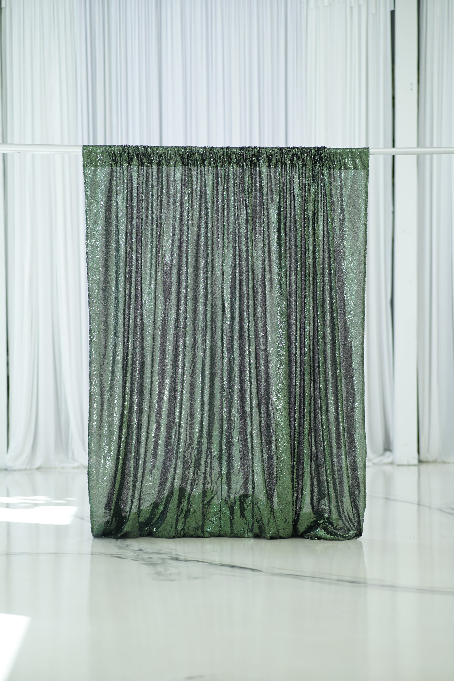 Forest Green Sequin Curtain