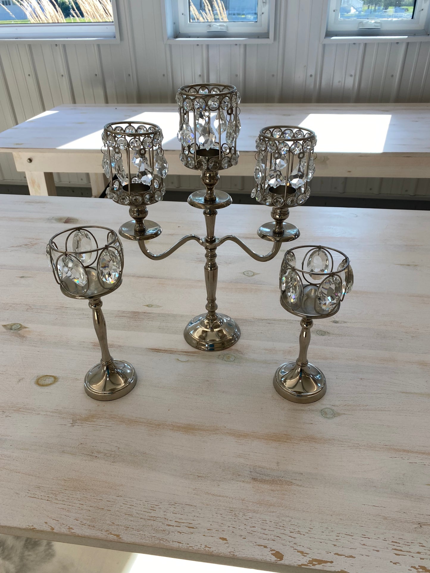 Crystal and Silver Candle set