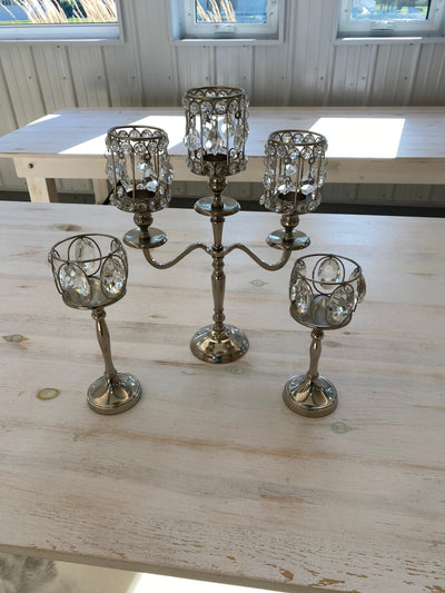 Crystal and Silver Candle set
