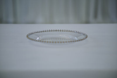 Clear Charger with Gold Dot Trim