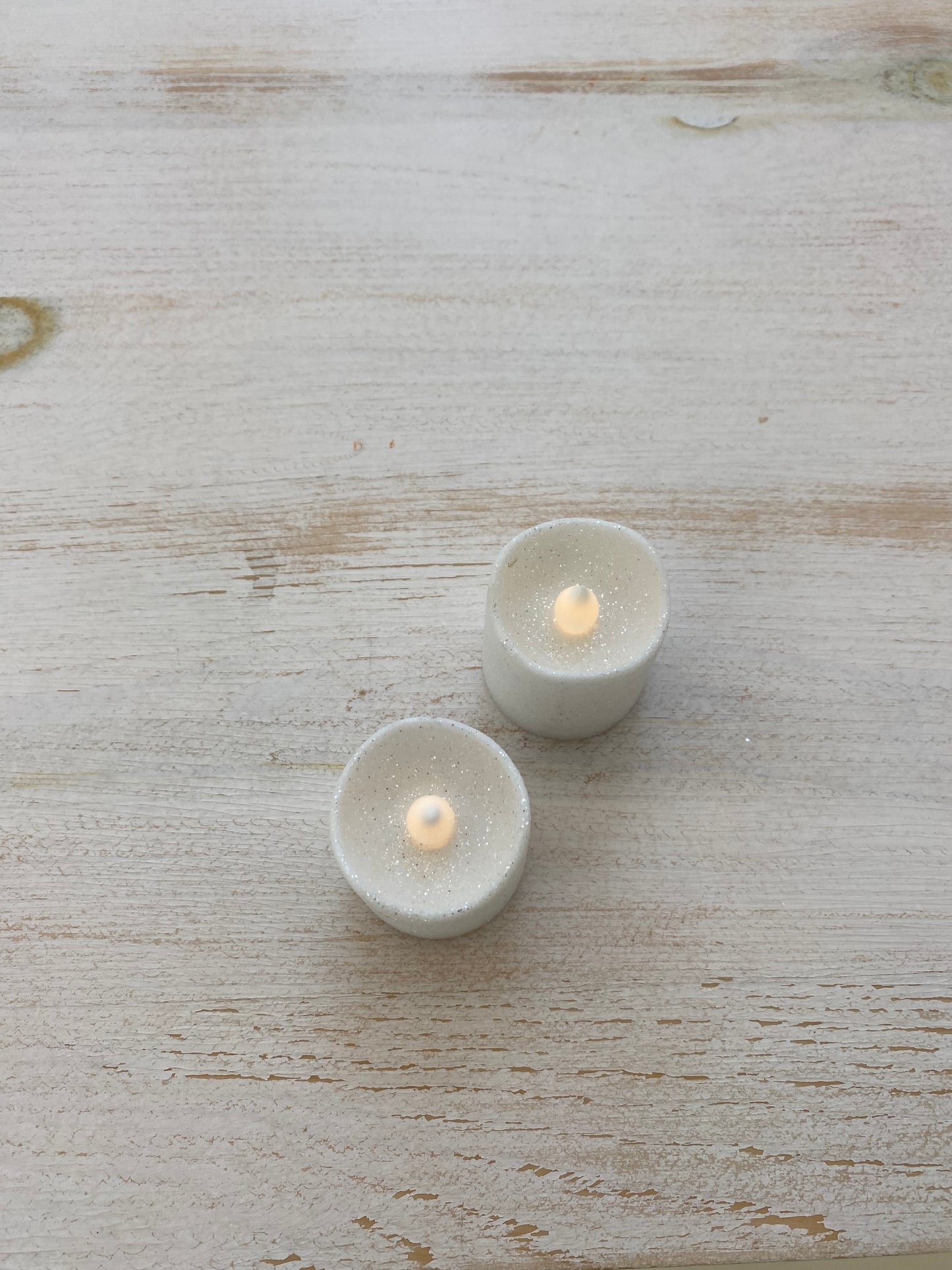 LED White Glitter Votive Candles