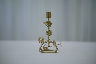 Gold Floral Taper Candle Holders