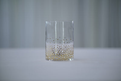 Clear Vase with Gold Dots