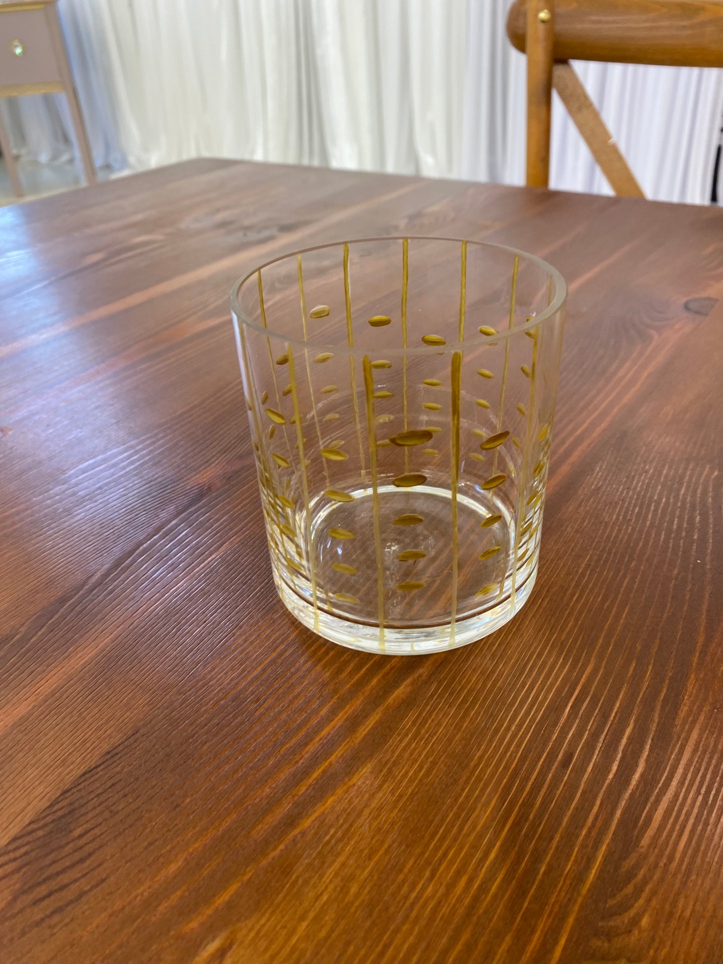 Clear Vase with Gold Stripes & Dots