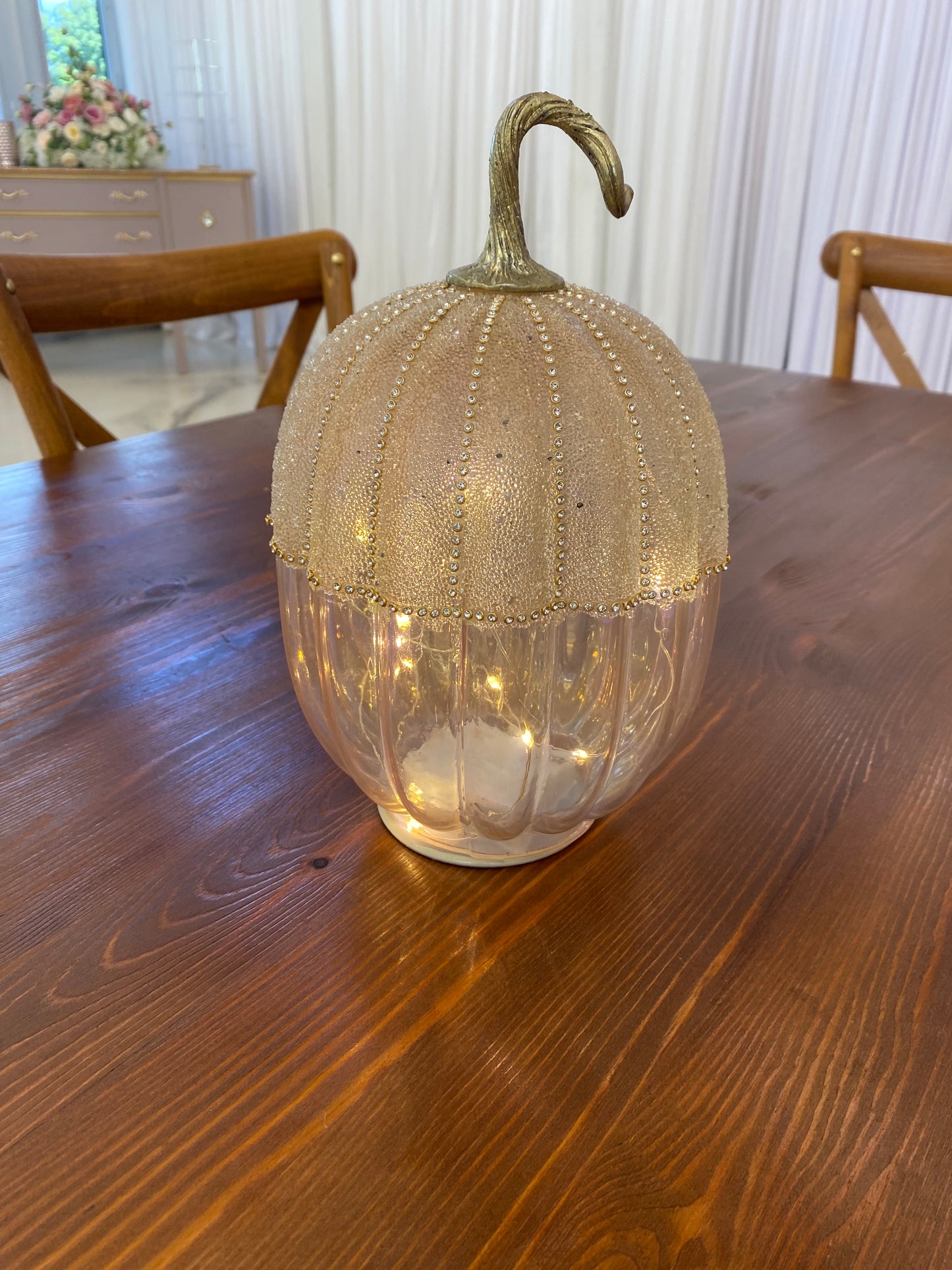Light Up Pink Pumpkin with Beads