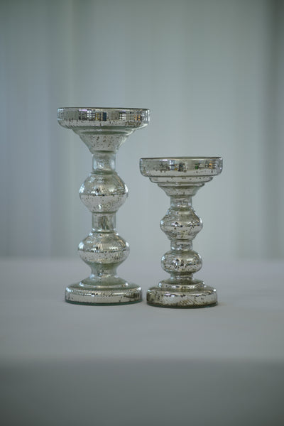 Silver Pillar Candle Holders